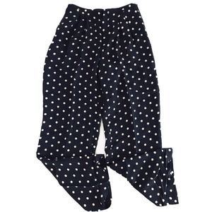 Barry Bricken | Women's Black Polka Dot Silk Pant Size 6 High Rise Trouser